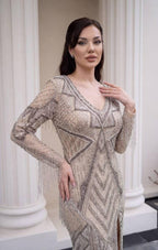 Celestial Crystal Embellished Evening Gown