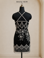 Midnight Crystal Embellished Mini Dress