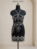 Midnight Crystal Embellished Mini Dress