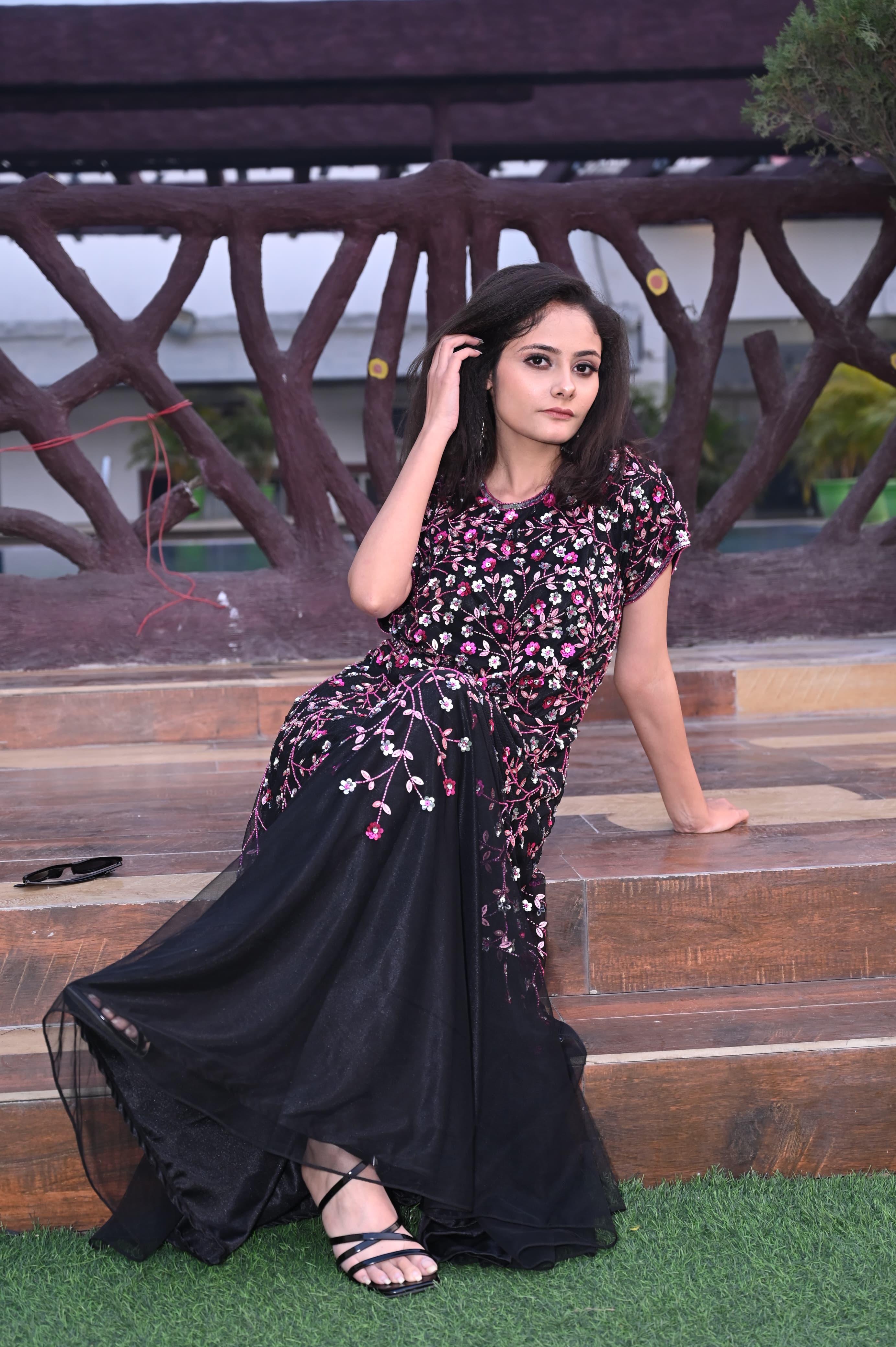 Midnight Bloom Evening Dress