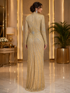 Golden Radiance Crystal Couture Gown